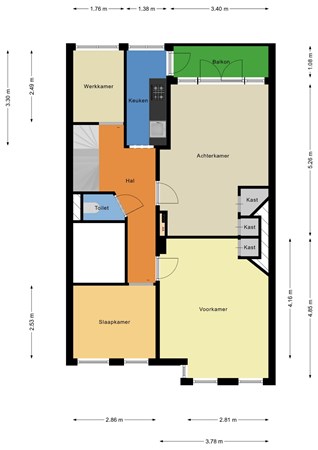 Floorplan - Nobelstraat 102A02, 3039 SP Rotterdam